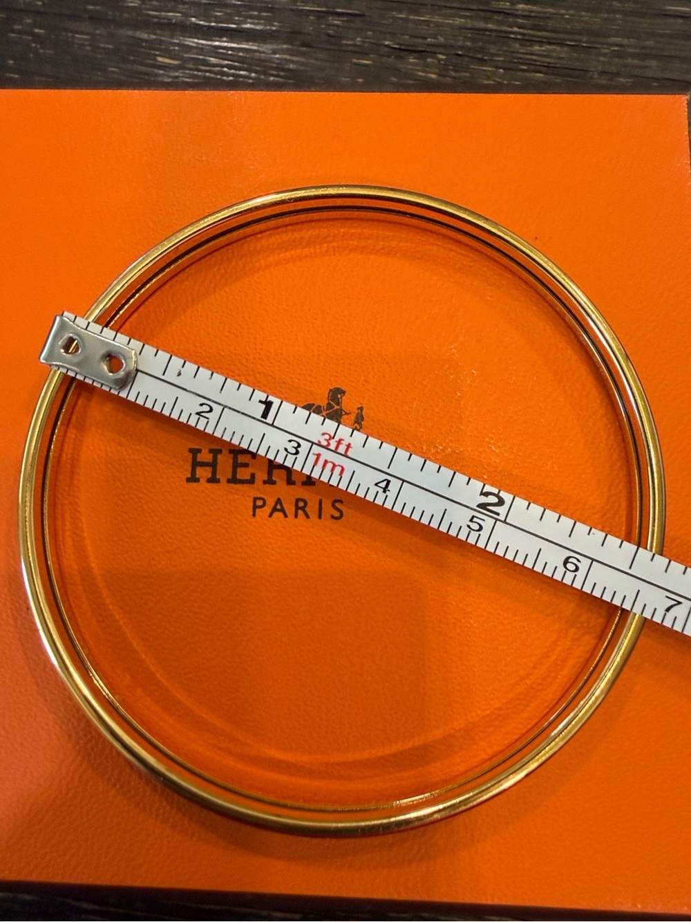 Hermes Midnight Blue and Gold Enamel Bangle Bracelet - Picture 6 of 7